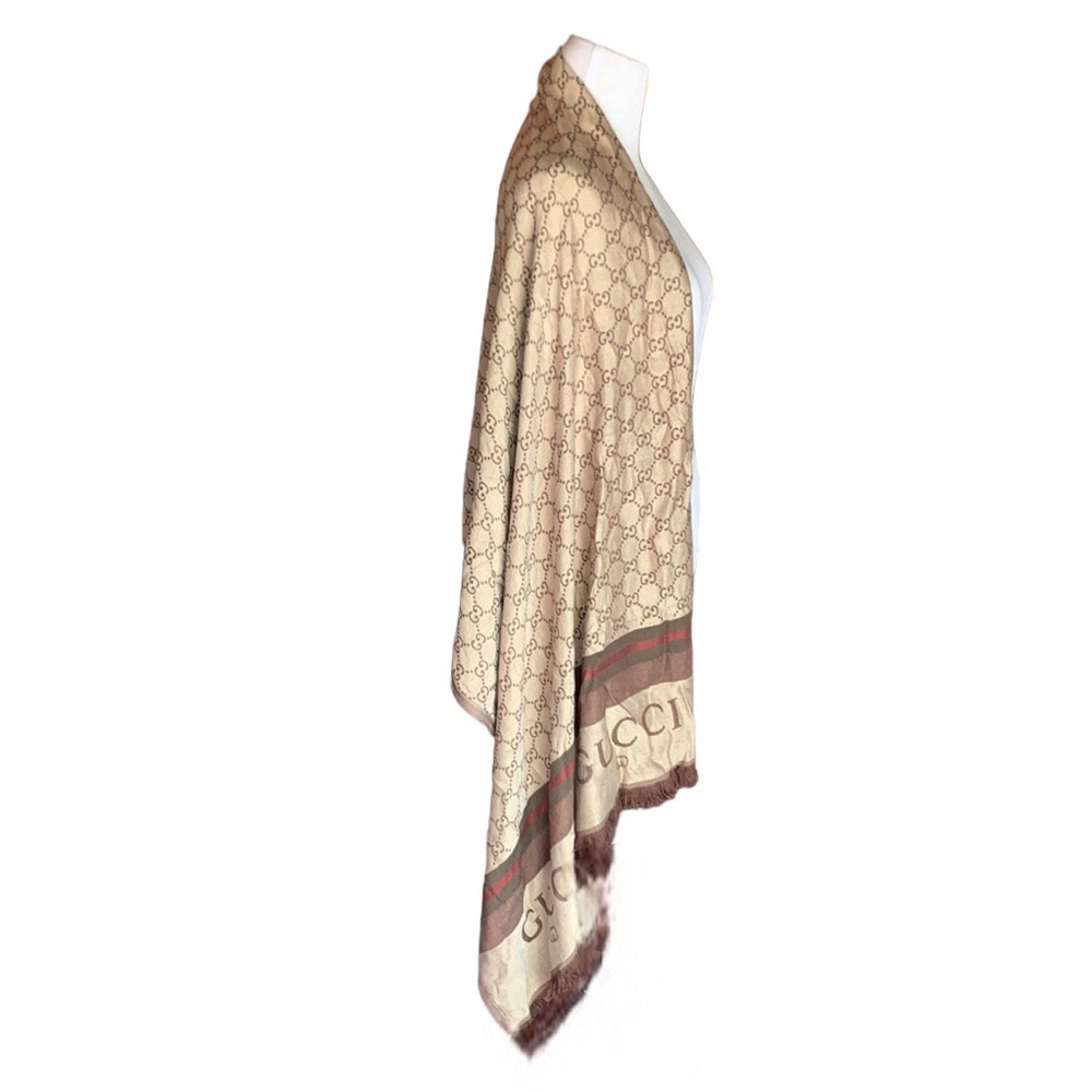 ‼️PRICE DROPPED ONLY TODAY‼️🆕 Gucci Brown Web Striped GG Jacquard Knit Scarf🧣 - Picture 5 of 8